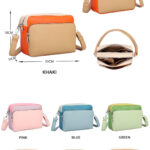 Bolso Bandolera Sintético Tricolor con 4 Bolsillos con Cierre de Cremallera para Mujer