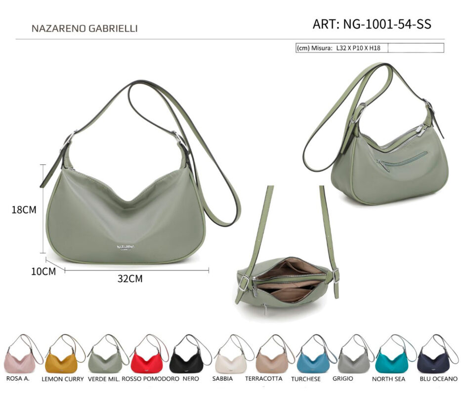 Bolso de Hombro Hobo en Nylon Nazareno Gabrielli con Bolsillo Trasero y 2 Cremalleras Principales para Mujer-All- Mayorista España