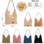 Bolso de Hombro Hobo en Algodón Estilo Ganchillo con Cuerdas Decorativas para Mujer