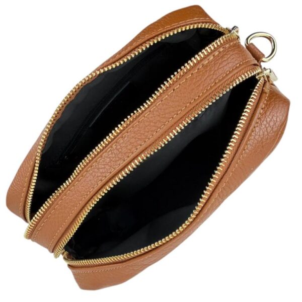 Bolso Bandolera en Piel Italiana con 2 Bolsillos con Cierre de Cremallera para Mujer - Imagen 18