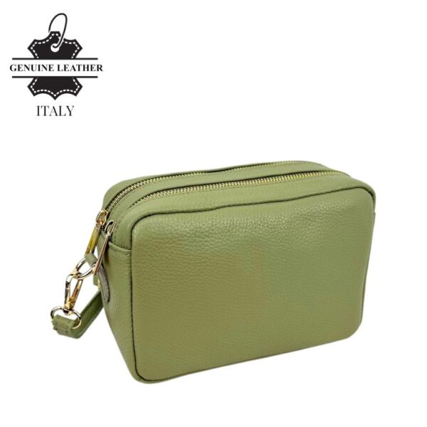 Bolso Bandolera en Piel Italiana con 2 Bolsillos con Cierre de Cremallera para Mujer - Imagen 10