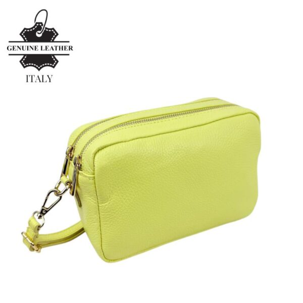 Bolso Bandolera en Piel Italiana con 2 Bolsillos con Cierre de Cremallera para Mujer - Imagen 11