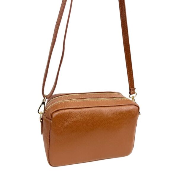 Bolso Bandolera en Piel Italiana con 2 Bolsillos con Cierre de Cremallera para Mujer - Imagen 16