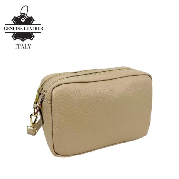 Bolso Bandolera en Piel Italiana con 2 Bolsillos con Cierre de Cremallera para Mujer - Imagen 3