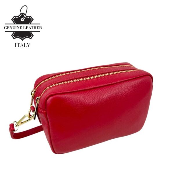 Bolso Bandolera en Piel Italiana con 2 Bolsillos con Cierre de Cremallera para Mujer - Imagen 5