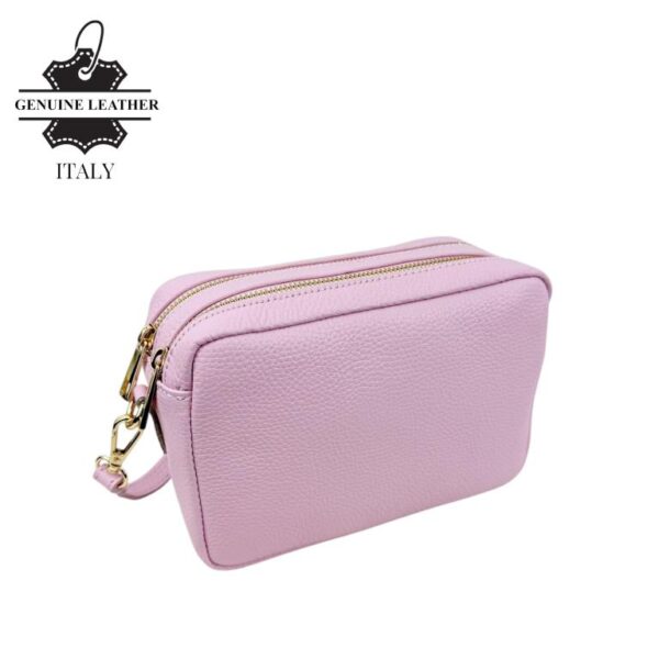 Bolso Bandolera en Piel Italiana con 2 Bolsillos con Cierre de Cremallera para Mujer - Imagen 6