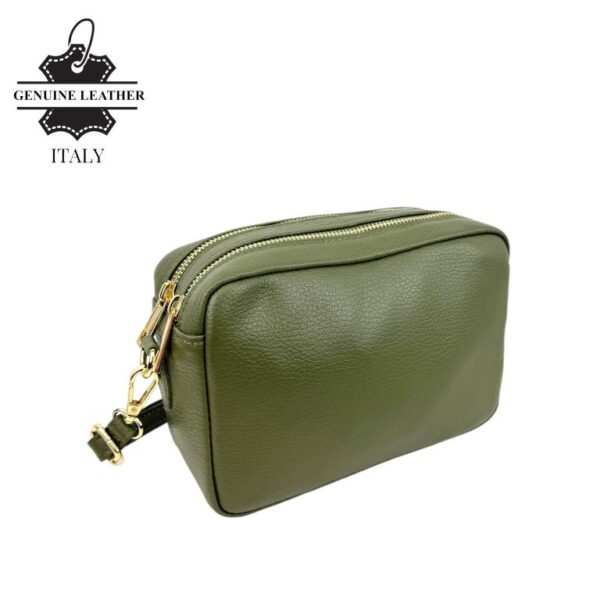 Bolso Bandolera en Piel Italiana con 2 Bolsillos con Cierre de Cremallera para Mujer - Imagen 7