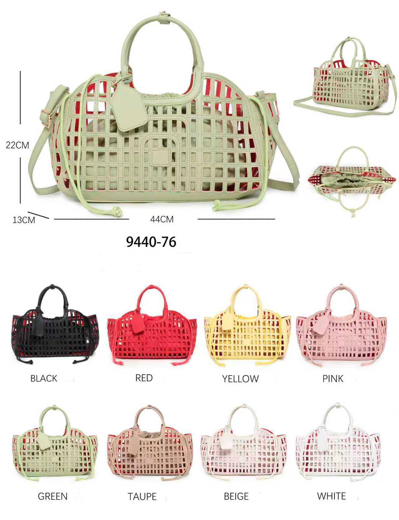 CG9440-76-All Cesta Sintética de Gran Calidad con Agujeros y Saquito interno de Tela con Cierre de Cuerdas para Mujer - Imagen 1