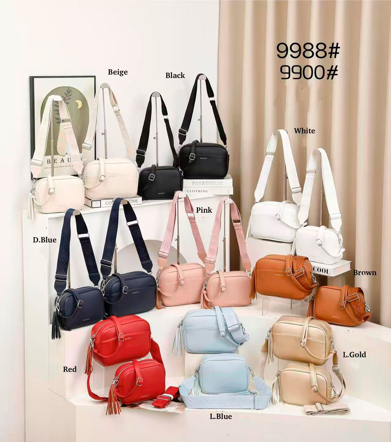 CG9988-All Juego 2 Bolsos Bandolera Maxfly con Flecos Decorativos en la Cremallera y Gran Calidad para Mujer - Imagen 1
