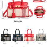 Bolso de Mano Tricolor Canvas & Sintético con Frontal Decorativo, Cremallera y 2 Asas para Mujer