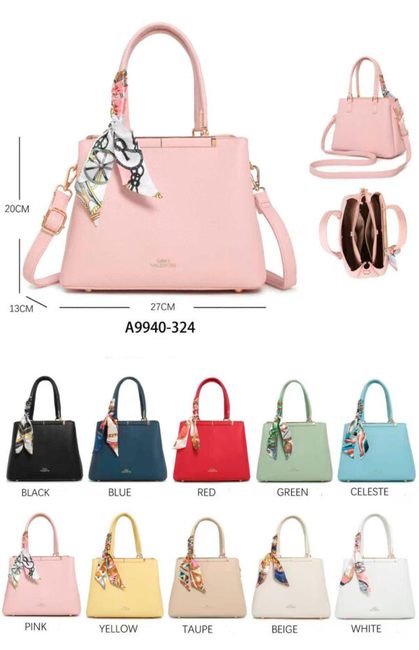 Bolso de Mano Sintético Gino Valentini con Pañuelo Decorativo y 3 Compartimentos para Mujer - Imagen 2