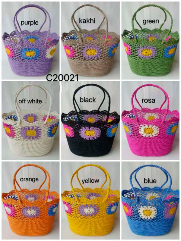 Amplia Cesta de Ganchillo con Bonito Diseño y Saquito Interno de Cuerdas para Mujer - Imagen 14