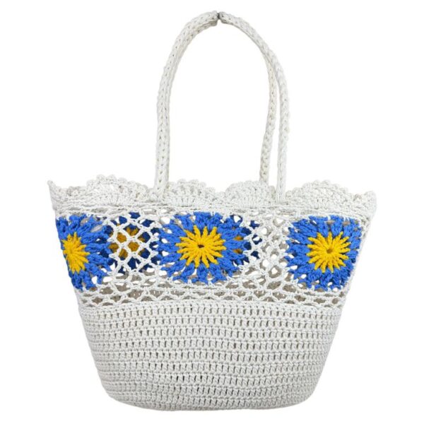 Amplia Cesta de Ganchillo con Bonito Diseño y Saquito Interno de Cuerdas para Mujer - Imagen 3