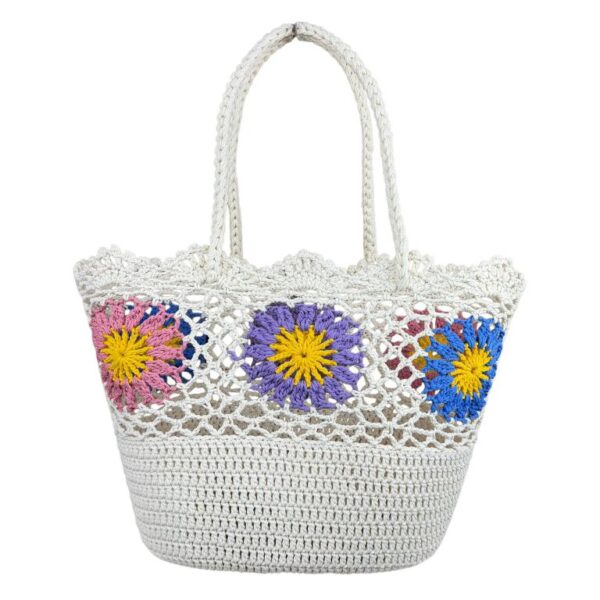 Amplia Cesta de Ganchillo con Bonito Diseño y Saquito Interno de Cuerdas para Mujer - Imagen 2