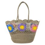 Amplia Cesta de Ganchillo con Bonito Diseño y Saquito Interno de Cuerdas para Mujer - Imagen 5