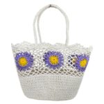 Amplia Cesta de Ganchillo con Bonito Diseño y Saquito Interno de Cuerdas para Mujer - Imagen 7
