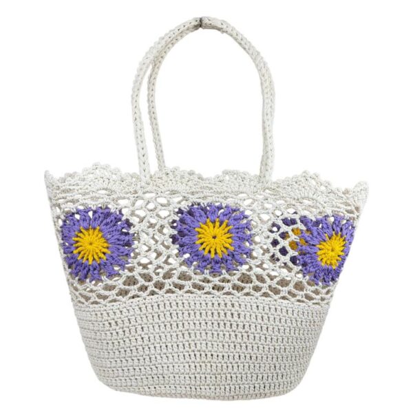 Amplia Cesta de Ganchillo con Bonito Diseño y Saquito Interno de Cuerdas para Mujer - Imagen 7