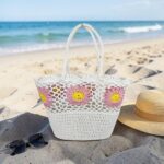 Amplia Cesta de Ganchillo con Bonito Diseño y Saquito Interno de Cuerdas para Mujer - Imagen 8