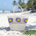 Amplia Cesta de Ganchillo con Bonito Diseño y Saquito Interno de Cuerdas para Mujer - Imagen 10