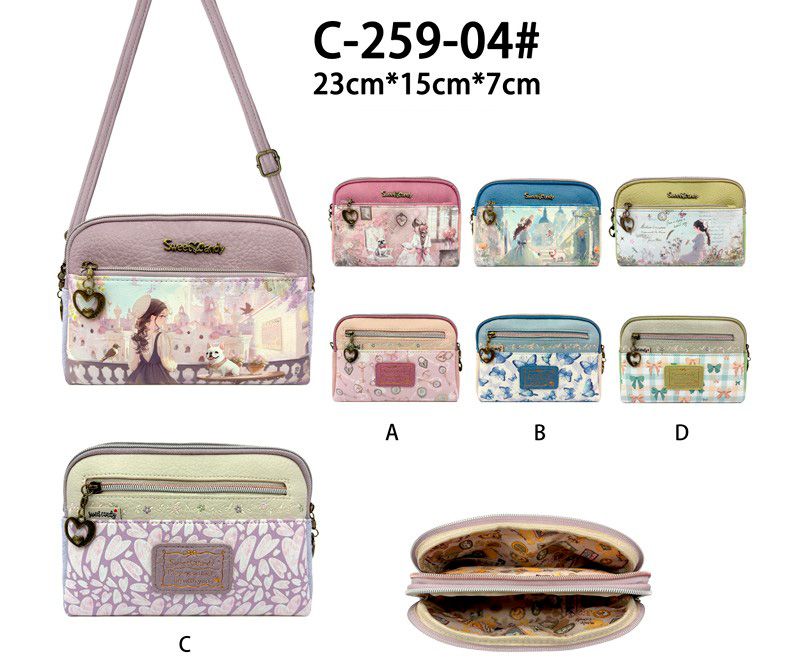 CGC259-04-All Bolso Bandolera Sintético de Mujer con Muñeca Sweet Candy y 4 Bolsillos con Cierre de Cremallera - Imagen 1