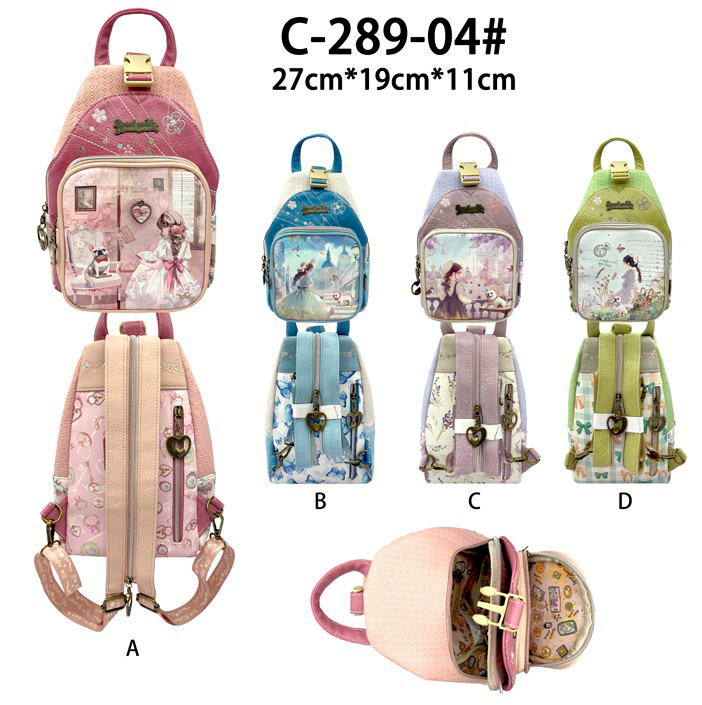 CGC289-04-All Mochila Sintética con Muñeca Sweet Candy, Bolsillos Exteriores y 2 Cierres para Mujer - Imagen 1