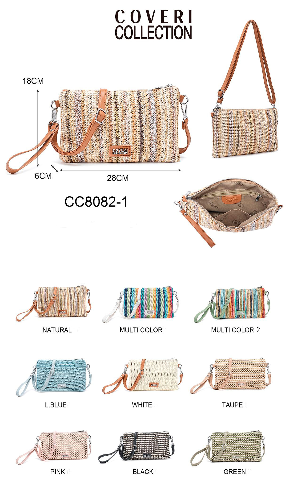 CGCC8082-1-All Bolso Bandolera Sintético Coveri Collection con Diseño Rayas y Estilo Ganchillo para Mujer - Imagen 1