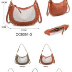 Bolso de Hombro Sintético con Diseño Medialuna y Tachuelas Frontales Coveri Collection para Mujer