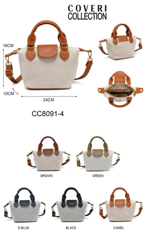 Bolso de Mano Sintético Bicolor tipo Tote Coveri Collection con Mini Solapa y 2 Asas para Mujer-All- Mayorista España