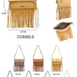 Bolso Bandolera Sintético Coveri Collection con Flecos, Piedras Frontales y Bolsillo Trasero Mujer