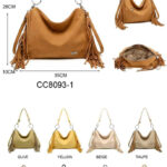 Bolso de Hombro Sintético Hobo Coveri Collection con Bolsillo Trasero y Flecos Laterales para Mujer