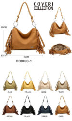 Bolso de Hombro Sintético Hobo Coveri Collection con Bolsillo Trasero y Flecos Laterales para Mujer - Imagen 2