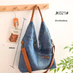 Bolso de Hombro Hobo en Algodón Tela Vaquera con Asa Trenzada y Gran Capacidad para Mujer