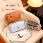 Bolso Bandolera Sintético de Mujer con Mini Solapa de Botón Frontal y 2 Bolsillos con Cremallera