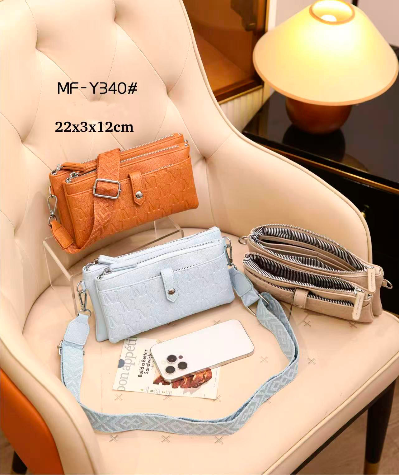 CGMF-Y340-Principal Bolso Bandolera Sintético de Mujer con Mini Solapa de Botón Frontal y 2 Bolsillos con Cremallera - Imagen 1