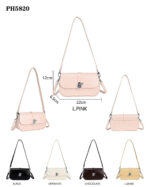 Bolso Bandolera Sintético para Mujer con Solapa Manivela de Giro y Asa Larga Removible-All- Mayorista España