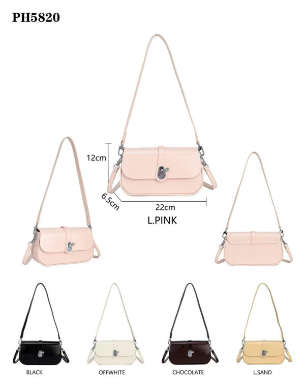 Bolso Bandolera Sintético para Mujer con Solapa Manivela de Giro y Asa Larga Removible-All- Mayorista España
