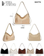 Bolso de Hombro Sintético Hobo con Frontal y Lados Estilo Serraje y Cremallera con Flecos para Mujer - Imagen 2
