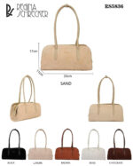 Bolso de Hombro Sintético Estilo Serraje Tipo Baguette con Botones Laterales para Mujer-All- Mayorista España
