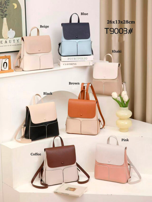 Mochila Sintética de Mujer Maxfly con Compartimentos Exteriores y Solapa de Botón - Imagen 2