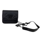 Bolsito Bandolera Compacto Sintético de Mujer con Solapa de Giro y Asa de Cadena