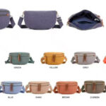 Riñonera de Lino Lavado para Mujer con Bolsillo Frontal y Cierre de 2 Cremalleras