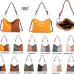 Bolso de Hombro Sintético Bicolor tipo Hobo con Bolsillo Trasero y Asa Larga para Mujer