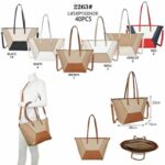 Amplio Bolso de Hombro Sintético tipo Shopper con Diseño Patchwork y Bolsillos Internos para Mujer