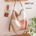 Bolso de Mano Sintético con Diseño de Cuadrados, Gran Capacidad y Bolsillo Trasero con Cremallera para Mujer