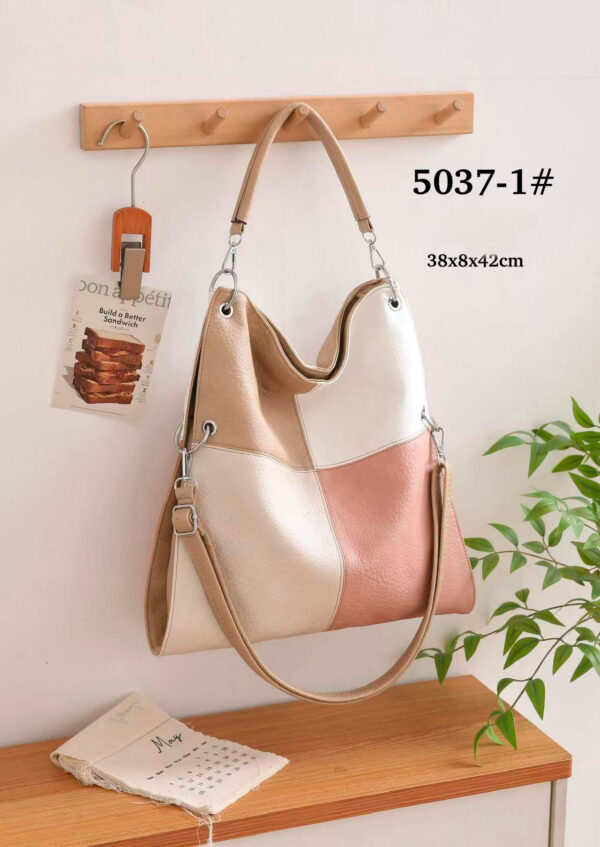 Bolso de Mano Sintético con Diseño de Cuadrados, Gran Capacidad y Bolsillo Trasero con Cremallera para Mujer-Principal-Mayorista España