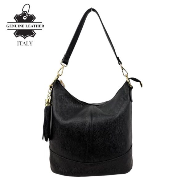 Bolso de Hombro en Piel con Bolsillo Trasero, Enganche Dorado y Asa Larga Mujer - Imagen 4