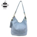 Bolso de Hombro en Piel con Bolsillo Trasero, Enganche Dorado y Asa Larga Mujer - Imagen 6