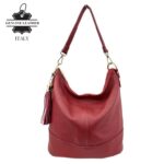Bolso de Hombro en Piel con Bolsillo Trasero, Enganche Dorado y Asa Larga Mujer - Imagen 10