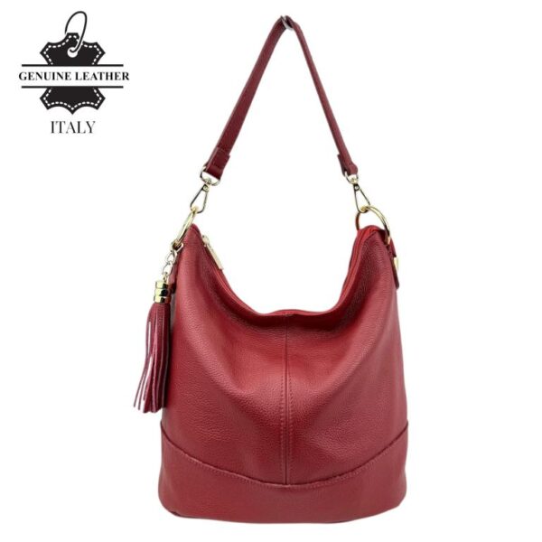 Bolso de Hombro en Piel con Bolsillo Trasero, Enganche Dorado y Asa Larga Mujer - Imagen 10