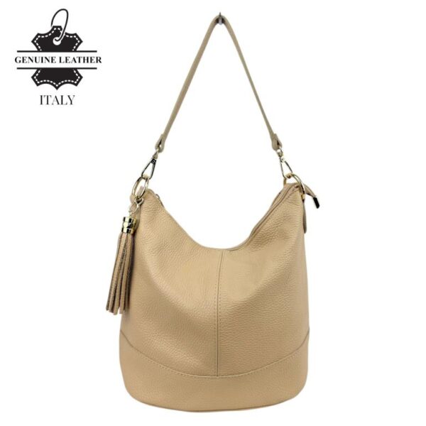Bolso de Hombro en Piel con Bolsillo Trasero, Enganche Dorado y Asa Larga Mujer - Imagen 11